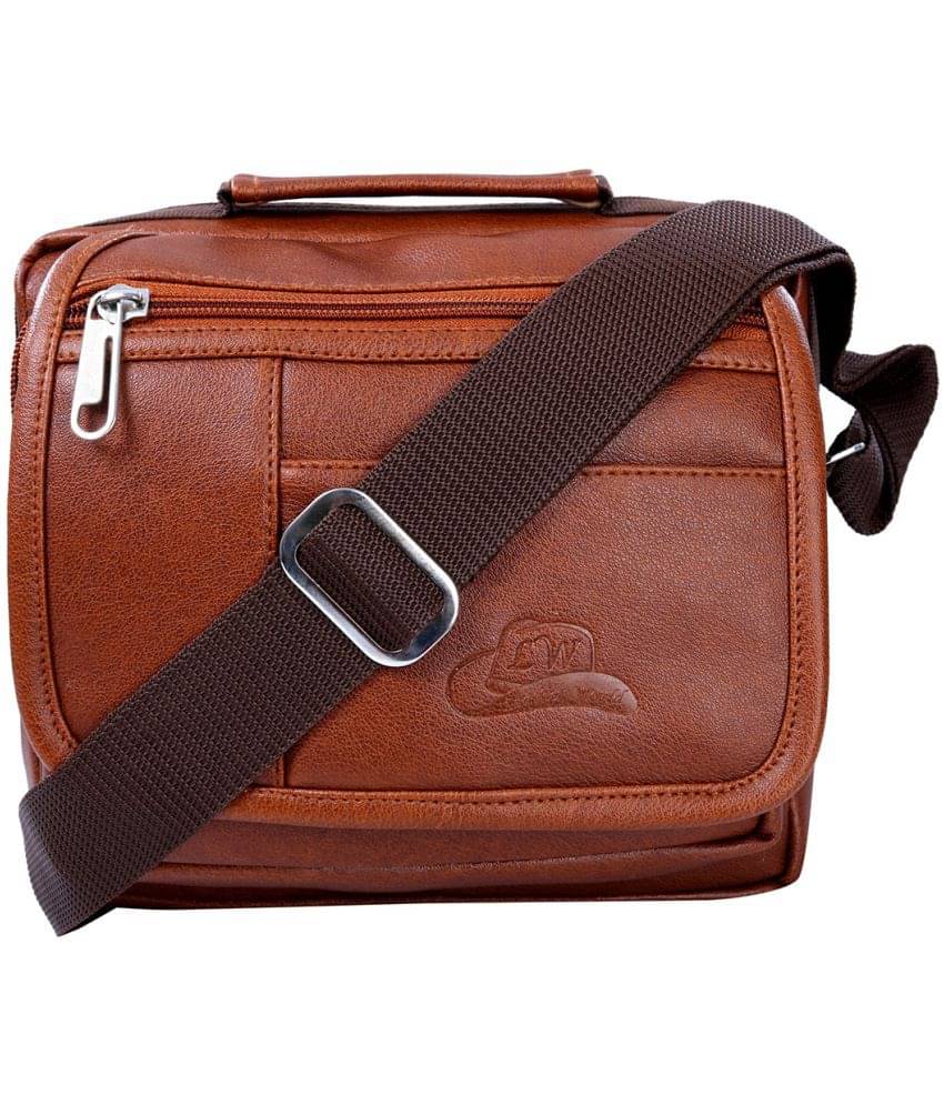     			Leather World - Tan Solid Messenger Bags