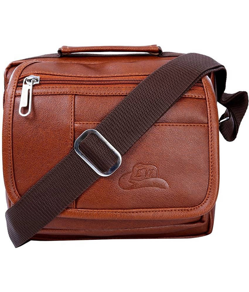 Leather World - Tan Solid Messenger Bags - Handbags | Buy online on ZillyBuy