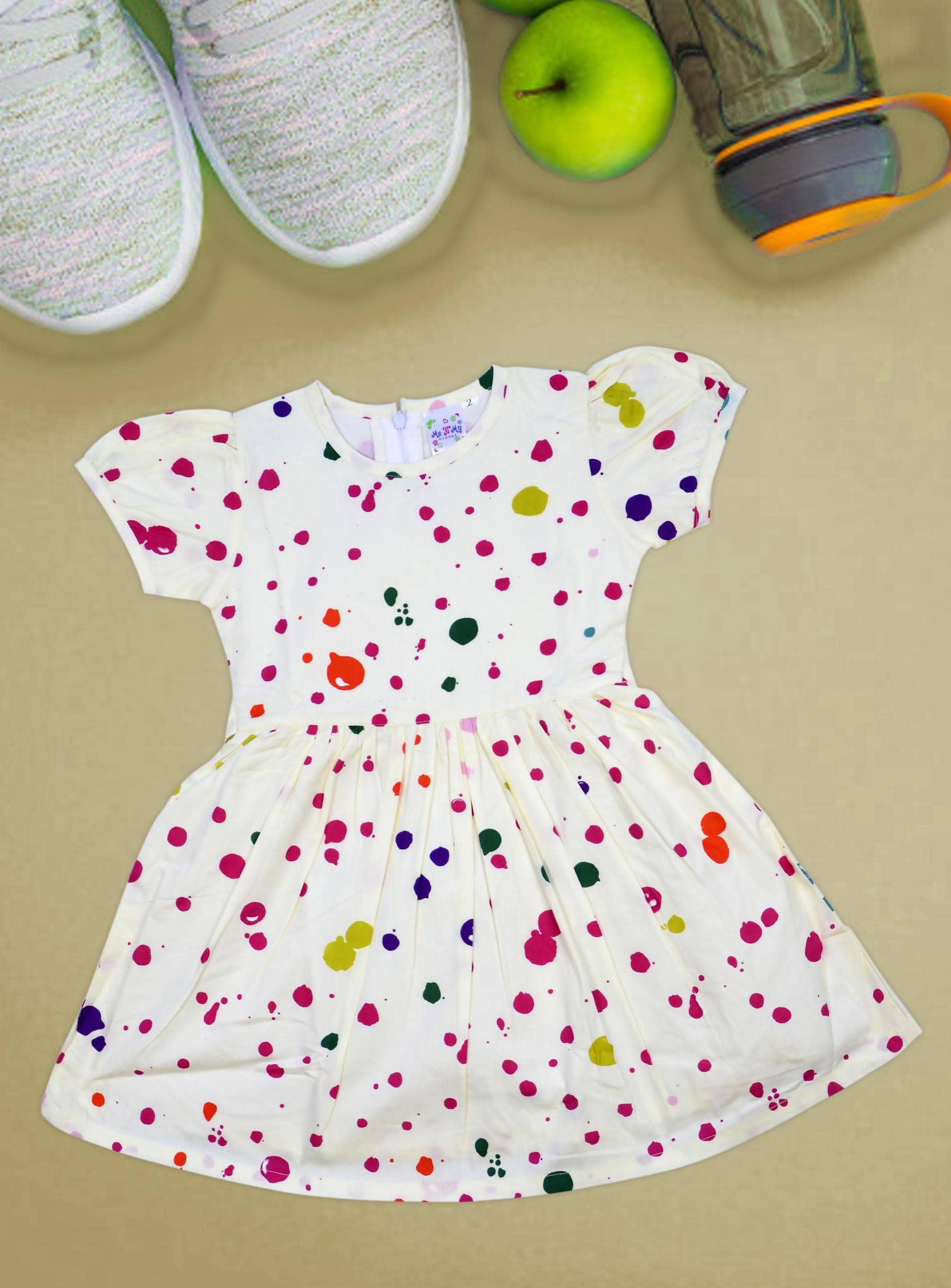 Me N My CLOSET Baby Girls 100% Cotton Frocks ( White )