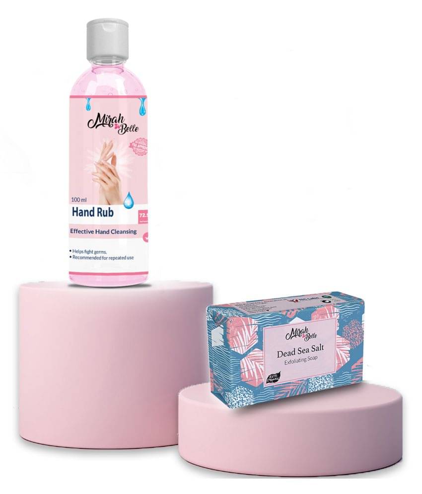 Mirah Belle Hand Rub Sanitizer 100ml & Dead Sea Salt Soap 125gm Hand Sanitizer 225 mL Pack of 1 Mirah Belle Hand Rub Sanitizer 100ml & Dead Sea Salt Soap 125gm Hand Sanitizer 225 mL Pack of 1