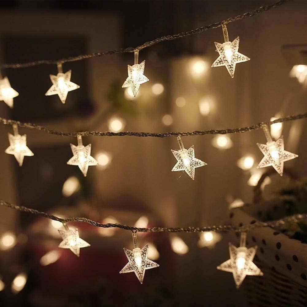 Party Propz Star Lights 20Pcs Decoration Items For Birthday,Indoor, Outdoor,Diwali, Navratri, Wedding, Christmas Tree, Wall, Garden Decorations, Warm White 3Mtr Fairy Light Hanging Decorative