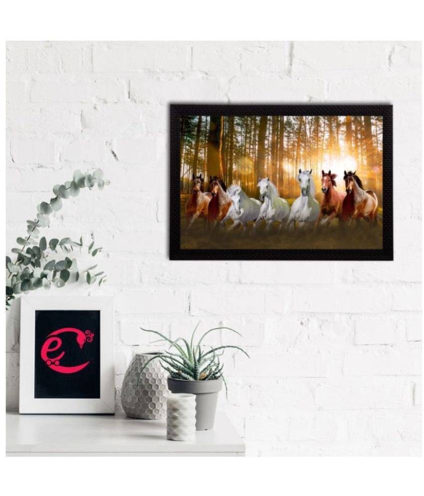 eCraftIndia White & Brown 7 Lucky Running Horses Satin Matt Textured UV Art Painting eCraftIndia White & Brown 7 Lucky Running Horses Satin Matt Textured UV Art Painting