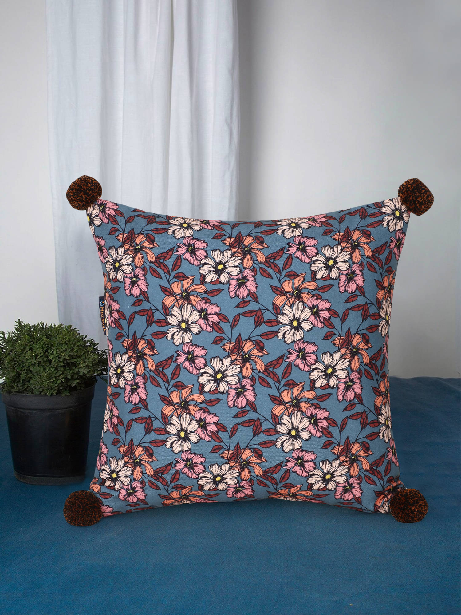     			mezposh Single Poly Cotton Cushion Covers 40X40 cm (16X16)