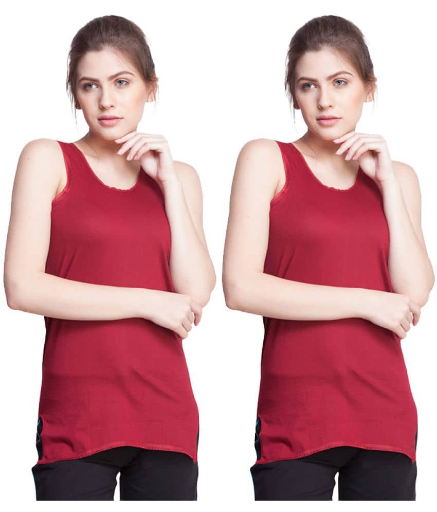 Dollar Missy Cotton Camisoles - Maroon Pack of 2