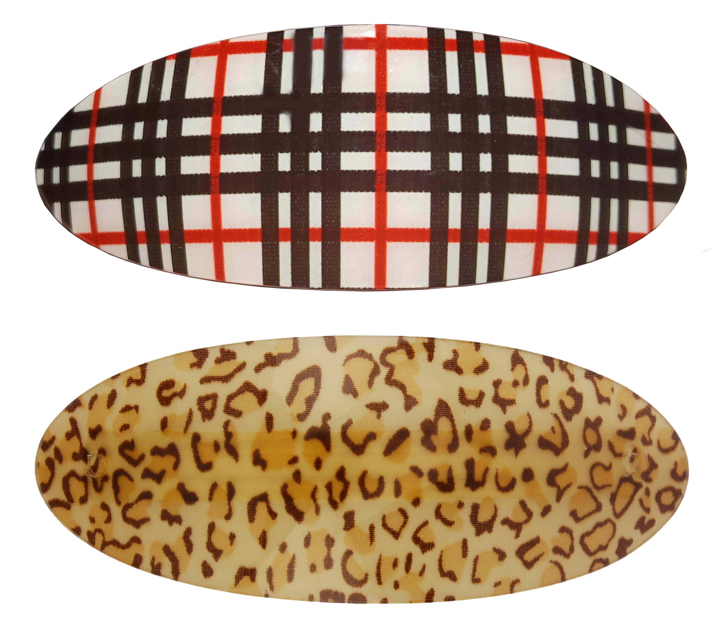     			Shreya Collection Multicolour Plastic Shiny Oval Shape Center Hair Back Clip For Women & Girls (Pack of 2)