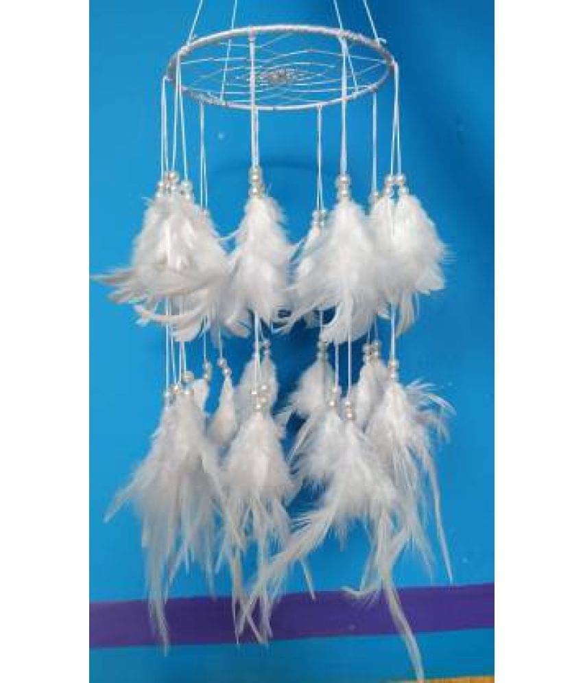     			new lucky Feather White Dream Catcher - Pack of 1 ( X cms )