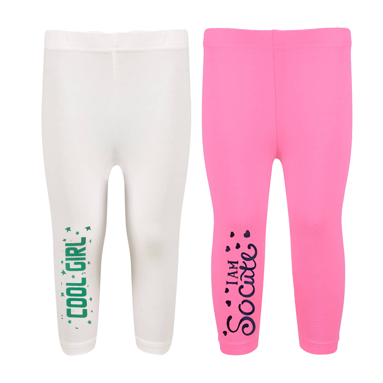 2K Kids Pack of 2 Girls Cotton Spandex Capris ( Baby Pink )