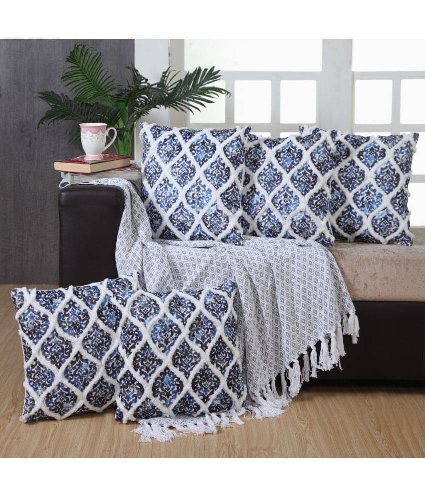     			Aazeem Set of 5 Velvet Cushion Covers 40X40 cm (16X16)