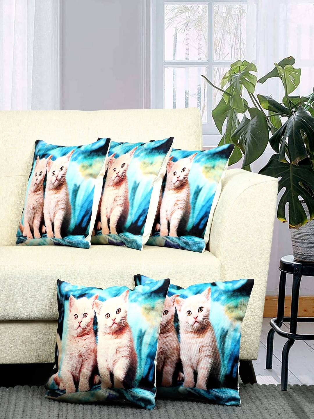 BELLA TRUE Set of 5 Cushion Covers Floral Themed BELLA TRUE Set of 5 Cushion Covers Floral Themed