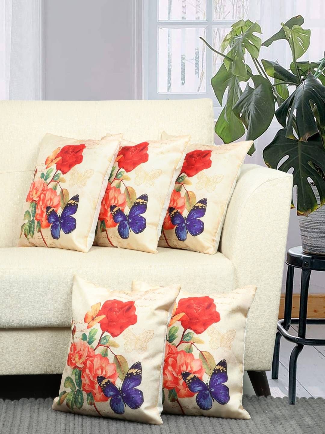 BELLA TRUE Set of 5 Cushion Covers Floral Themed BELLA TRUE Set of 5 Cushion Covers Floral Themed