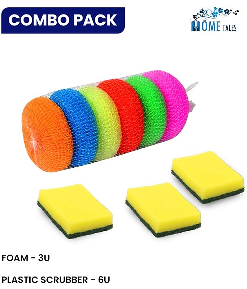 Cleaning Combo Sponge Scrub Pad 3U & Plastic Scrubber 6U - Body Care - Loofah and Other Tools | Buy online on ZillyBuy