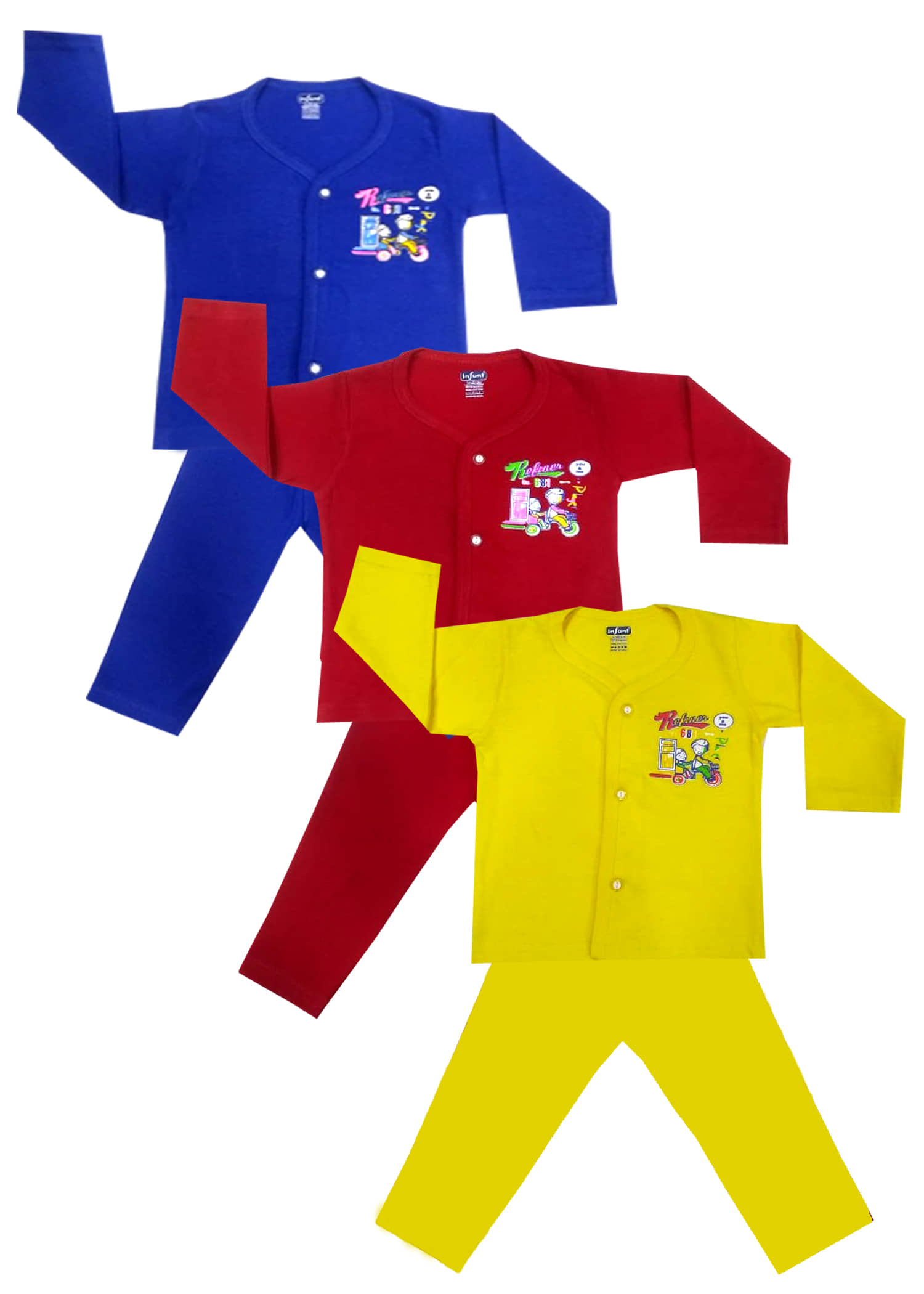 INFANT Pack of 3 Baby Boys 100% Cotton ( Multi )