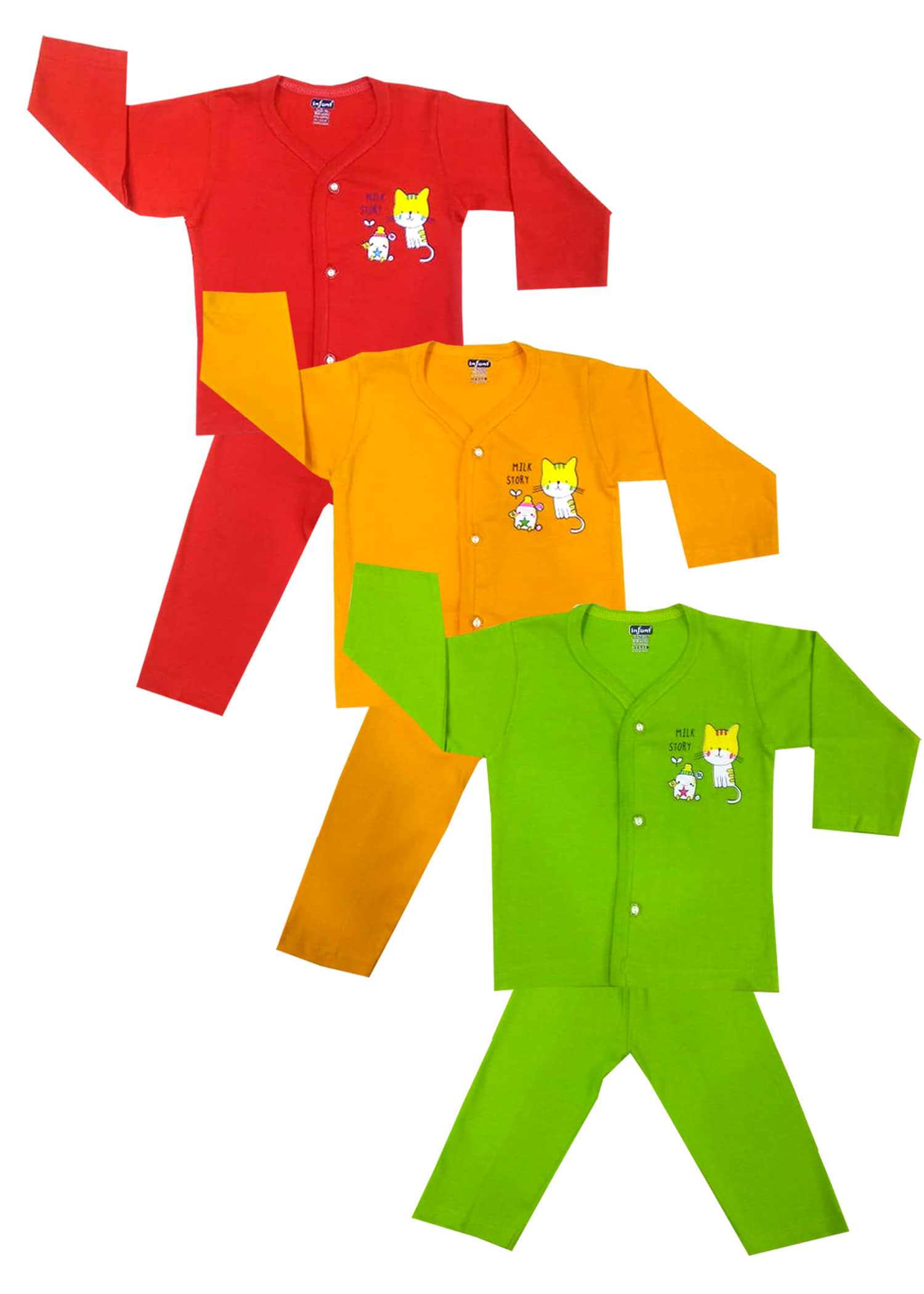 INFANT Pack of 3 Baby Boys 100% Cotton ( Multi )