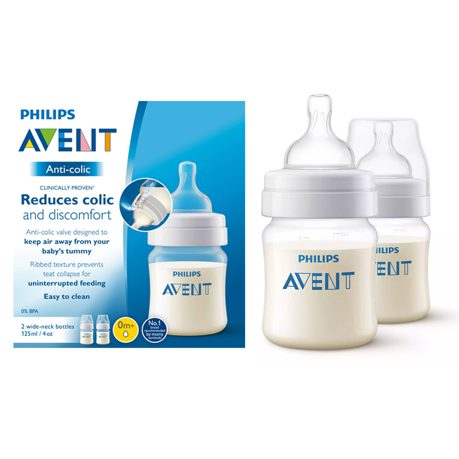     			Philips Avent Anti Colic Bottle 125mlTwin SCF 810-20