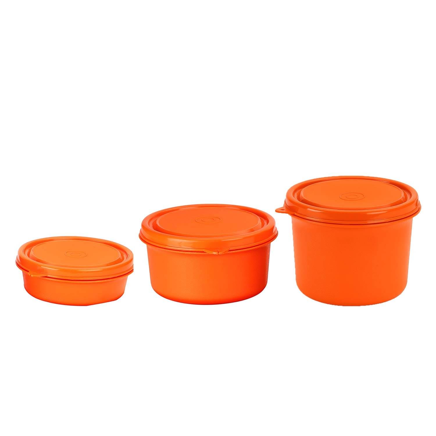     			Oliveware Benny 290,450,600 ml Steel Orange Food Container ( Set of 3 )