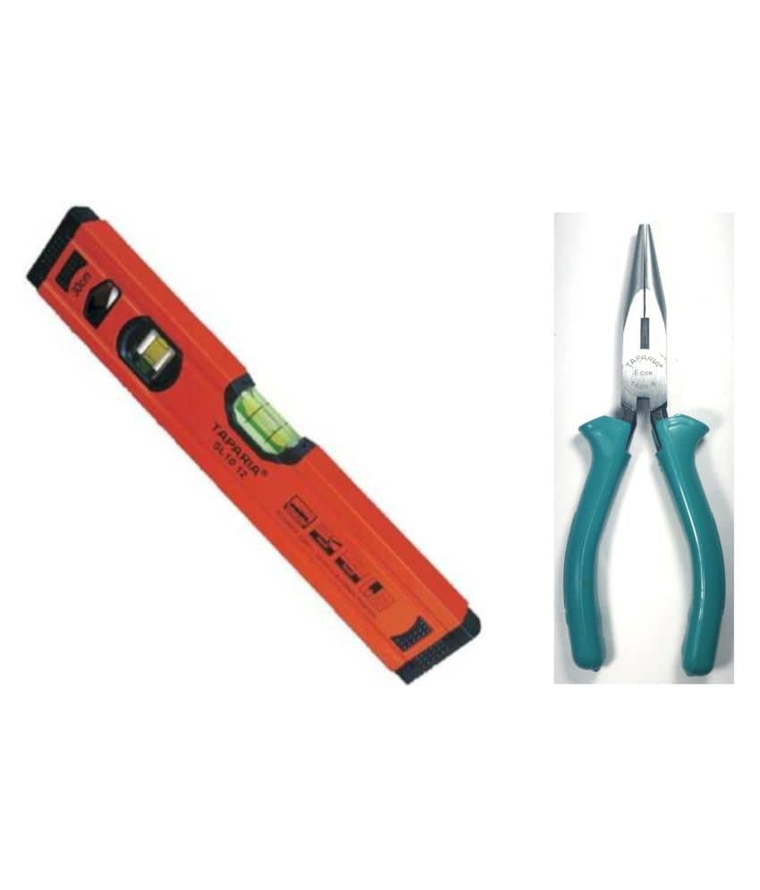TAPARIA Set of 2 Hand Tool Combo (Spirit Level with Magnet 12 inch (SLM 1012)/Econ-Series Long Nose Plier (1420)