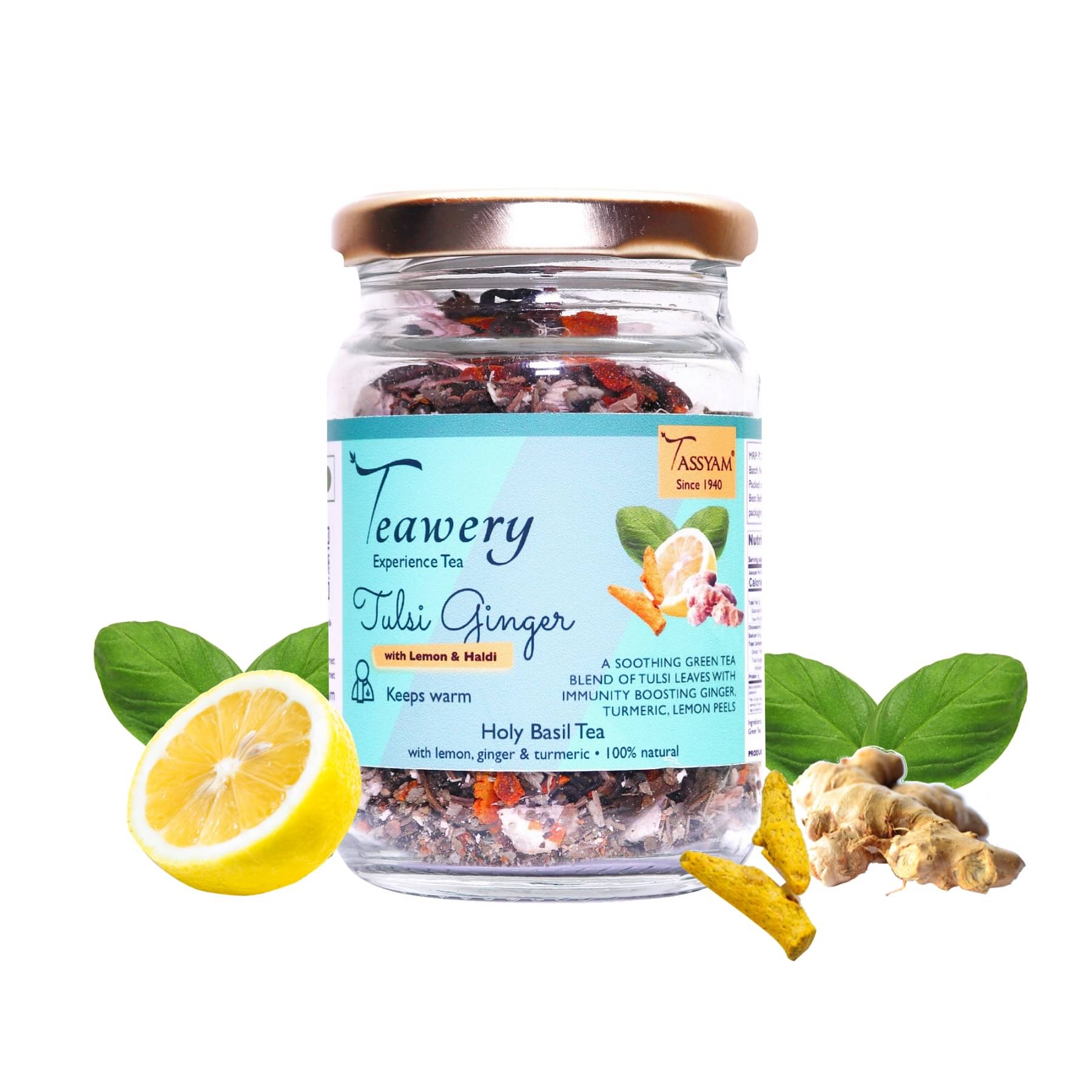 Tassyam Ginger Tulsi Tea Loose Leaf 50 gm     			Tassyam Ginger Tulsi Tea Loose Leaf 50 gm