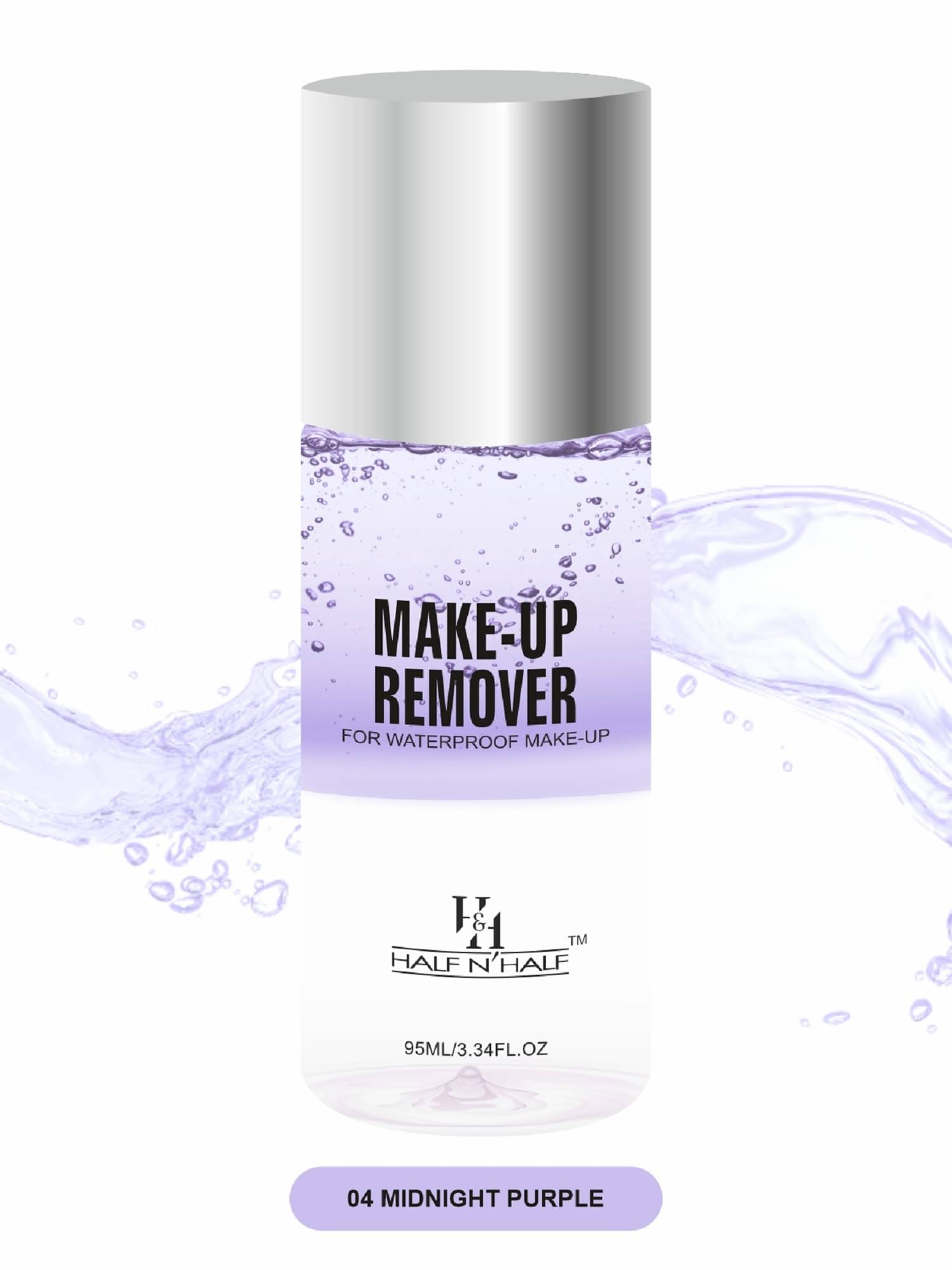     			Half N Half Makeup Remover for Waterproof Makeup, Midnight Purple (95ml)