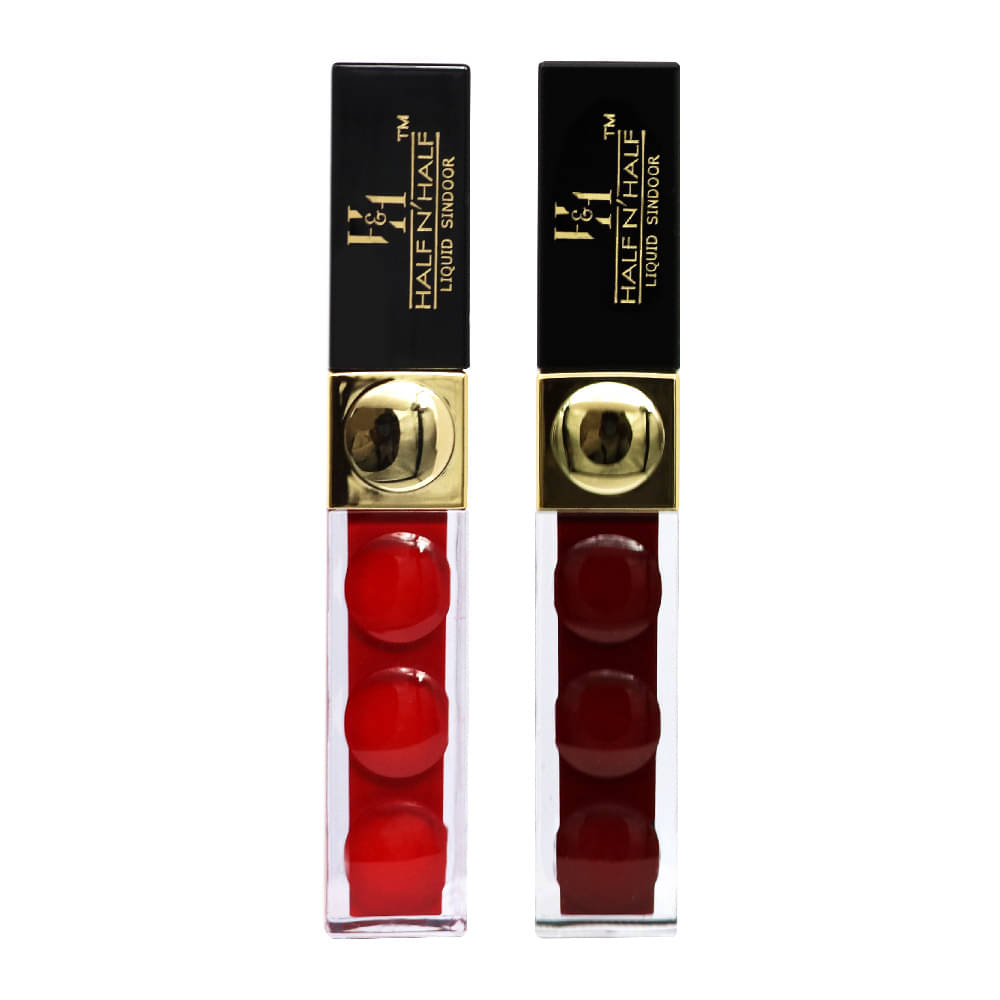     			Half N Half Sparkling Liquid Sindoor Water Proof, Red & Maroon, Pack of 2 14ml)