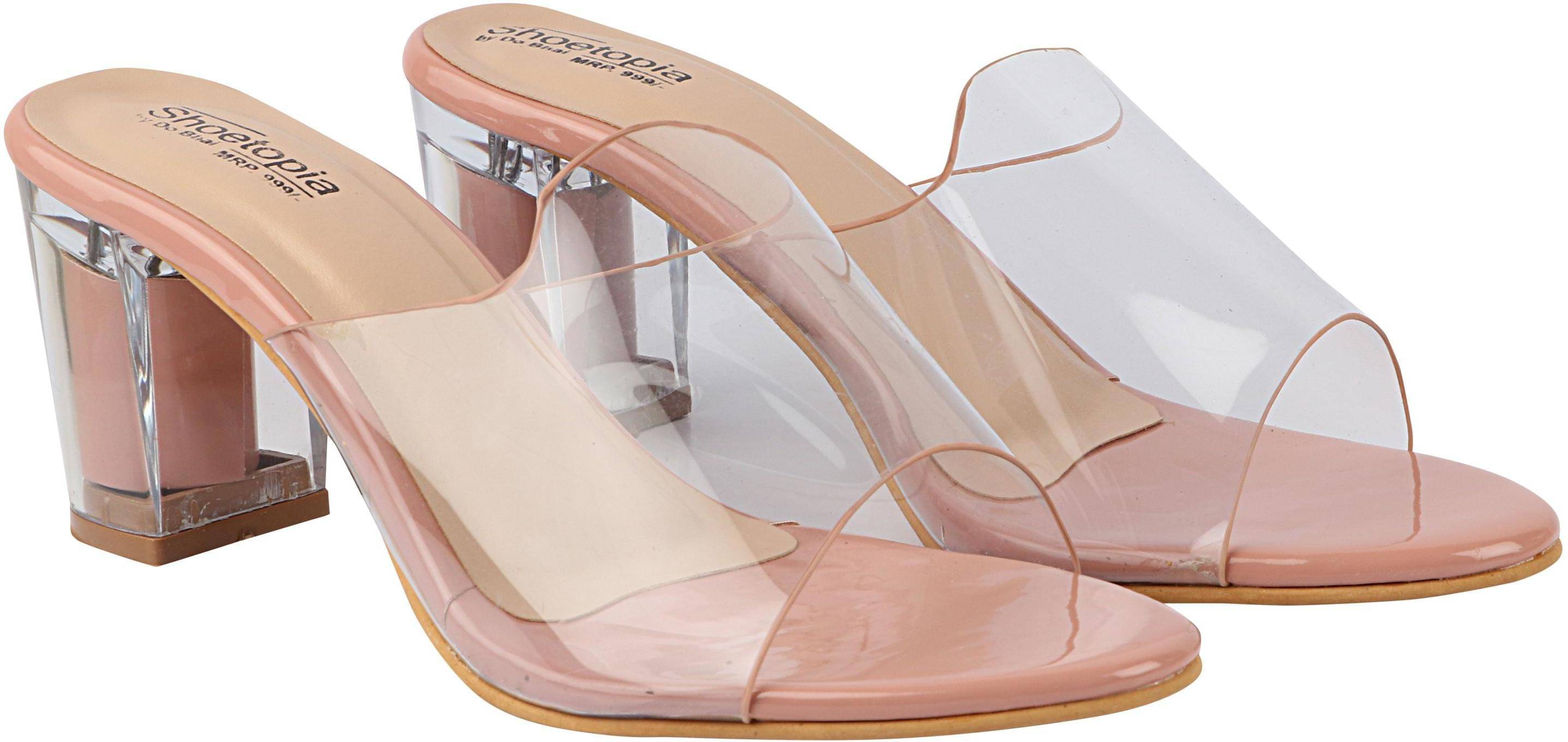     			Shoetopia - Pink Women's Slip On Heels