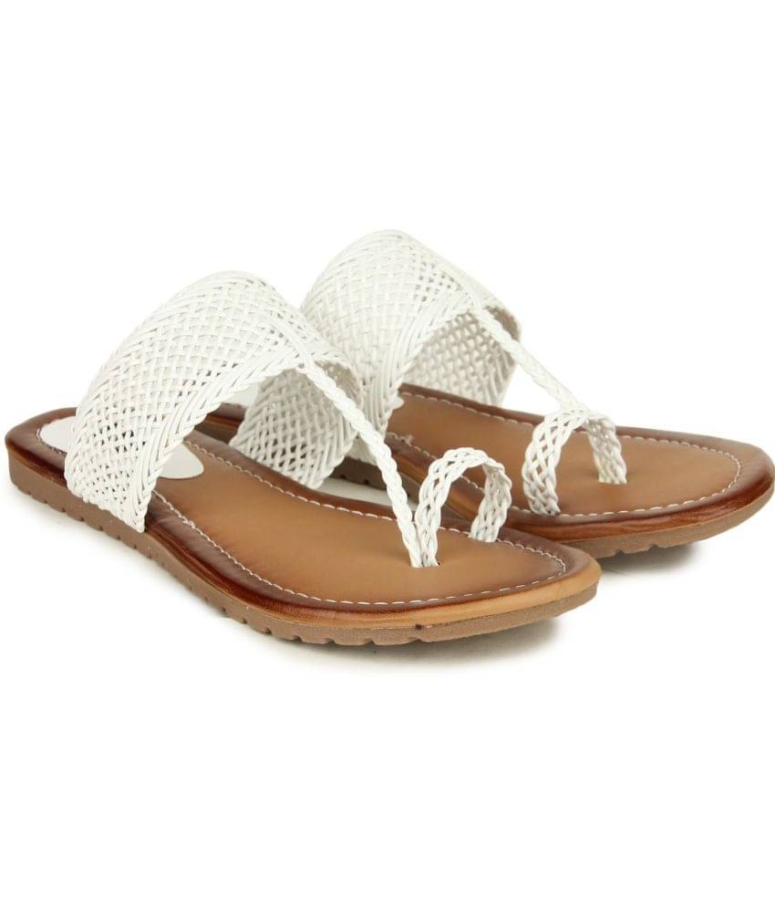     			Shoetopia - White Women's Flats