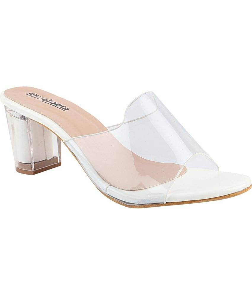     			Shoetopia - White Women's Slip On Heels