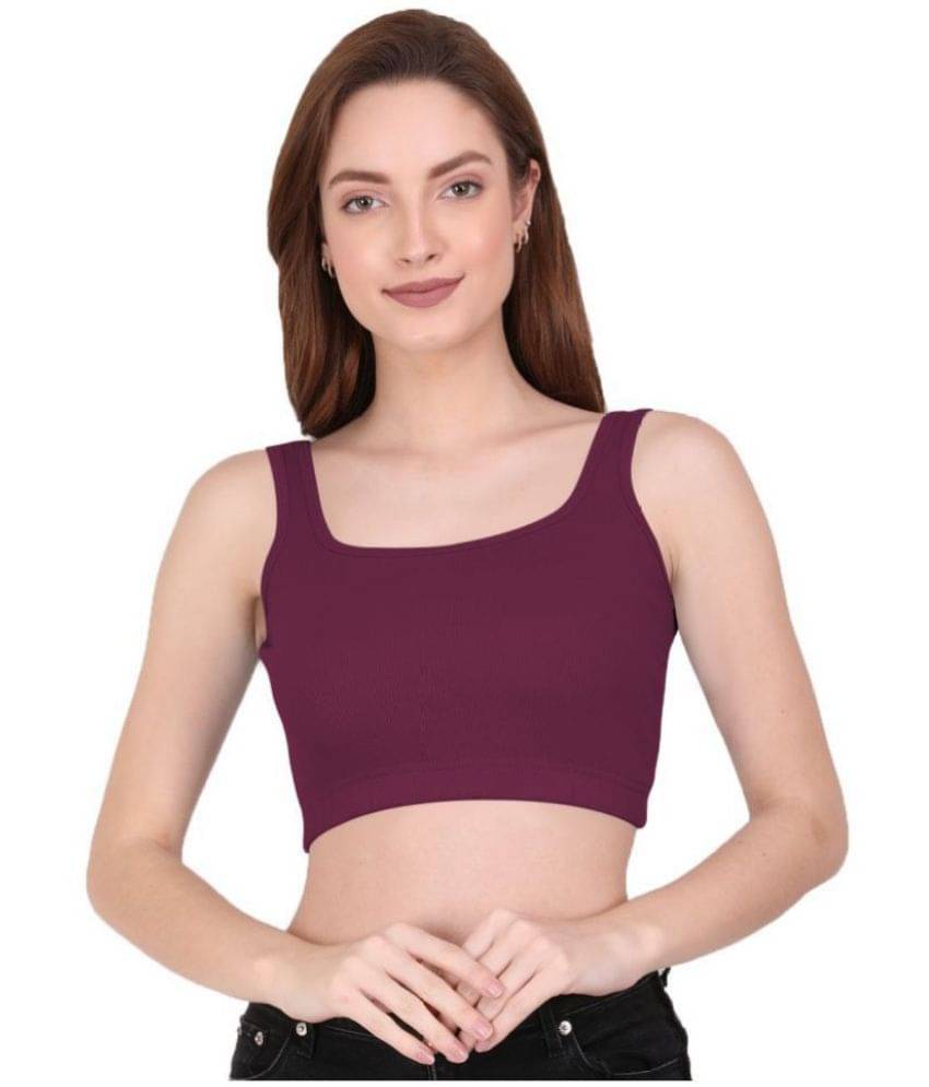 THE BLAZZE Cotton Lycra Crop Tops - Purple     			THE BLAZZE Cotton Lycra Crop Tops - Purple