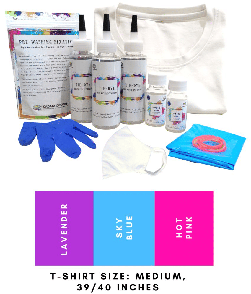     			Tie Dye Kit #7 Orchid with Medium Size White T-Shirt, 100% Cotton Unisex, 180 GSM T-Shirt, Dye Activator and Color Fixative Included, Cold Fabric Dyeing