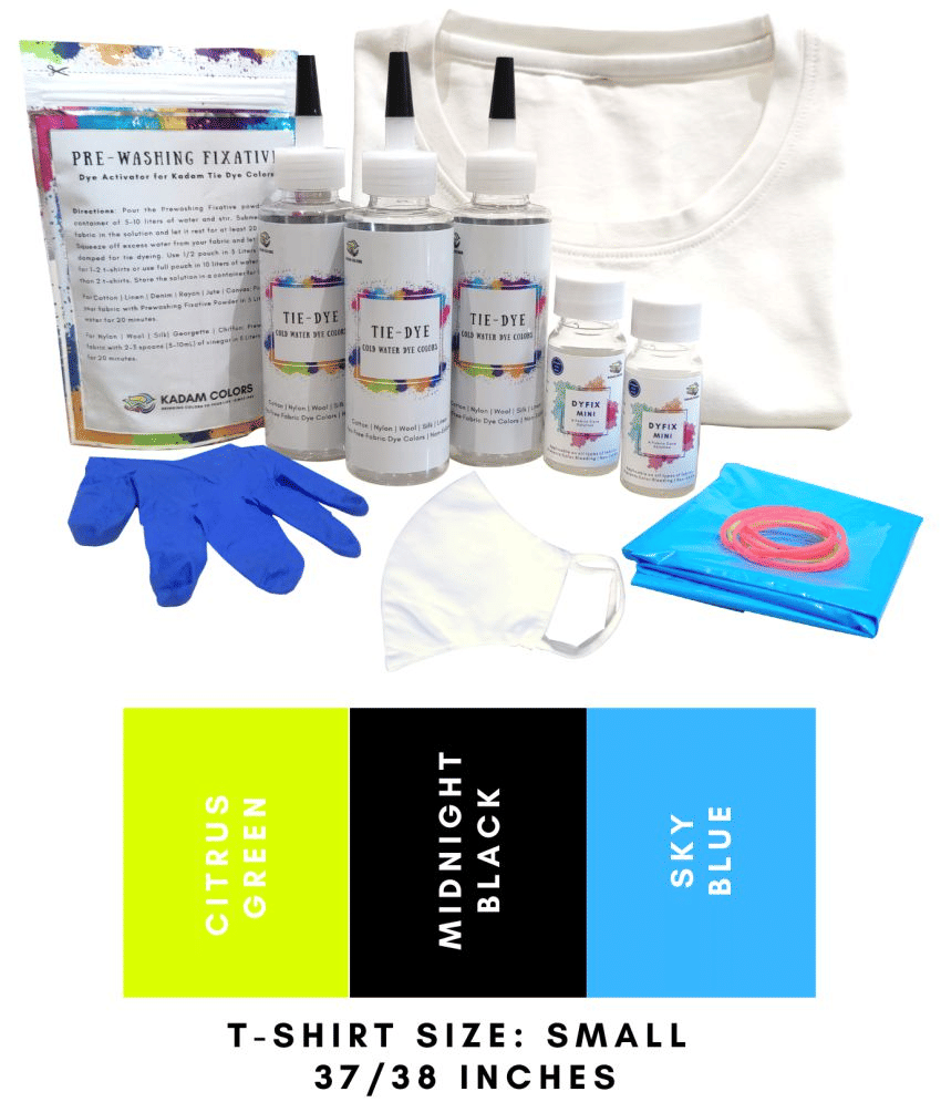     			Tie Dye Kit #9 Lush with Small Size White T-Shirt, 100% Cotton Unisex, 180 GSM T-Shirt, Dye Activator and Color Fixative Included, Cold Fabric Dyeing
