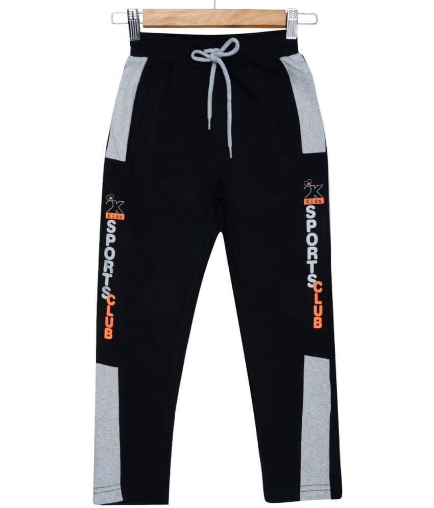     			2K Kids Pack of 1 Boys Cotton Spandex Trackpant ( Black )