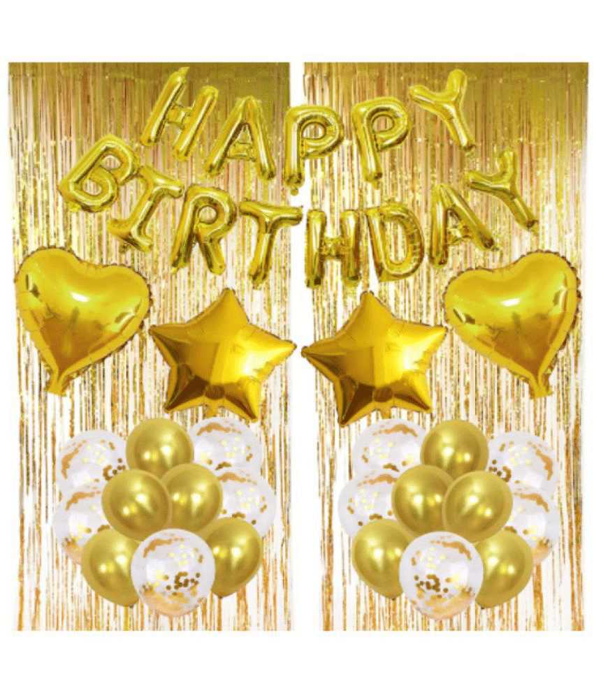     			Blooms Golden Theme Happy Birthday kit of 34 pcs Combo