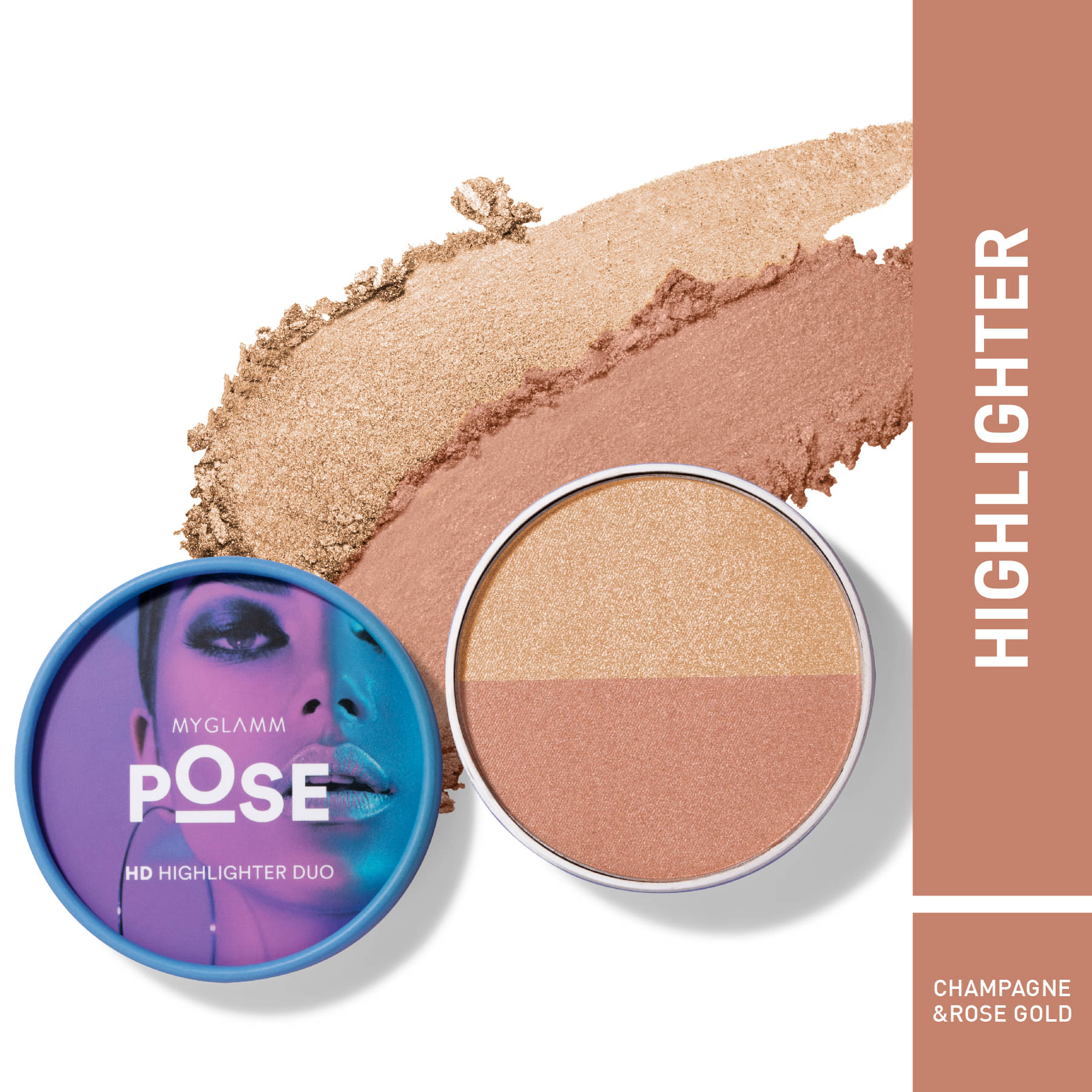     			MyGlamm POSE HD Highlighter Duo-Champagne , Rose Gold-10gm