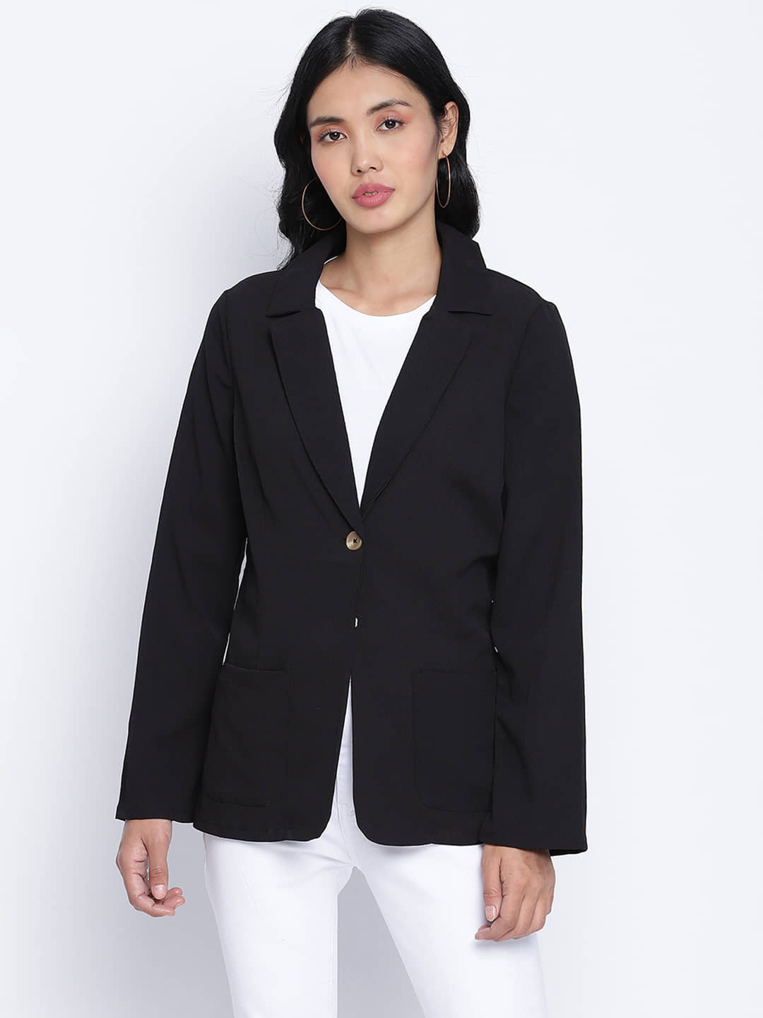 Oxolloxo Polyester Black Blazers Single - Jackets & Coats | Buy online on ZillyBuy