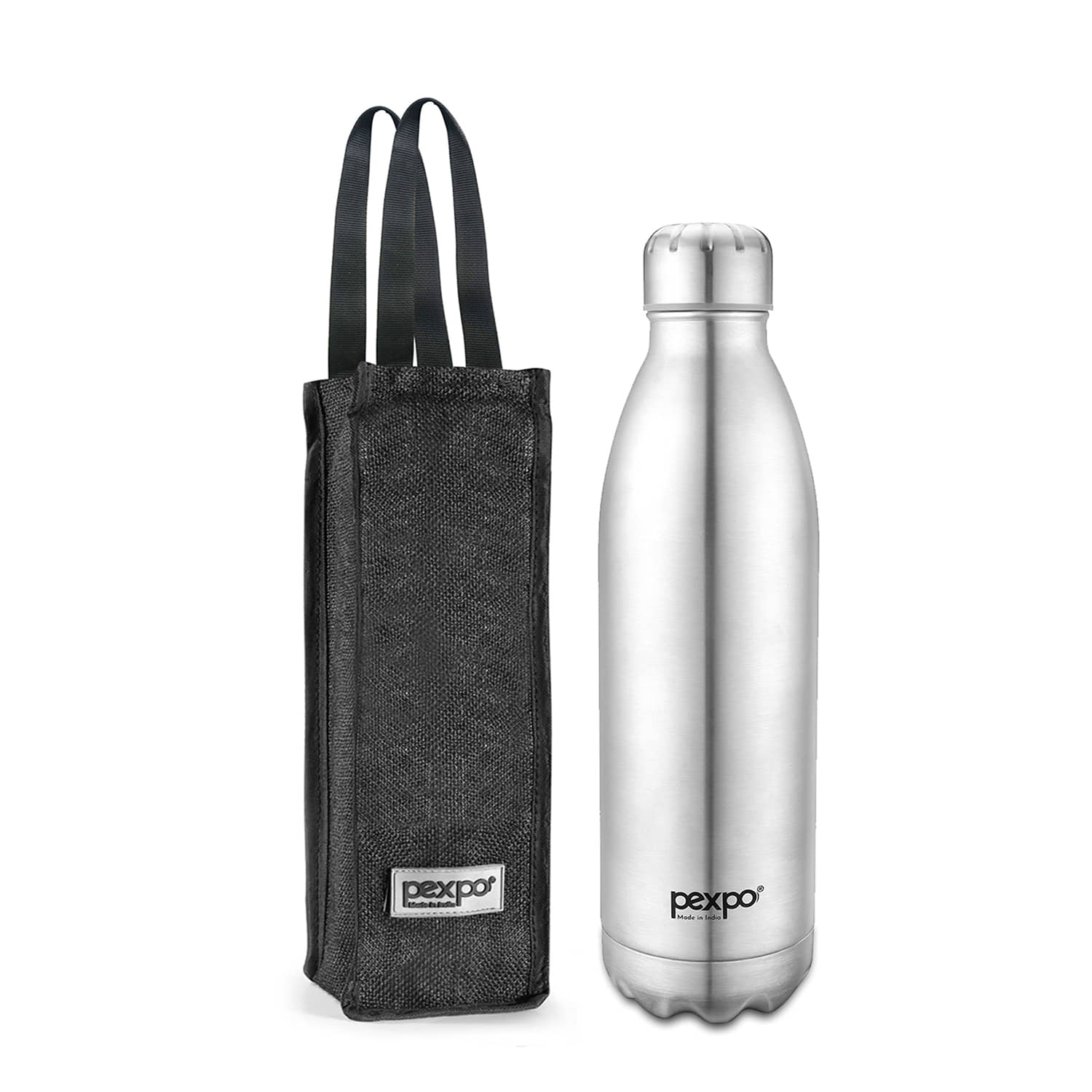 Pexpo 1500ml 24 Hrs Hot and Cold Flask with Jute-bag, Electro Vacuum insulated Bottle (Pack of 1, Silver)