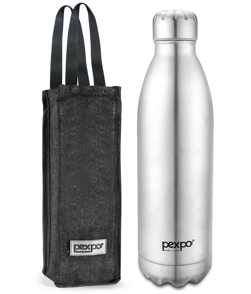 Pexpo 1800ml 24 Hrs Hot and Cold Flask with Jute-bag, Electro Vacuum insulated Bottle (Pack of 1, Silver)