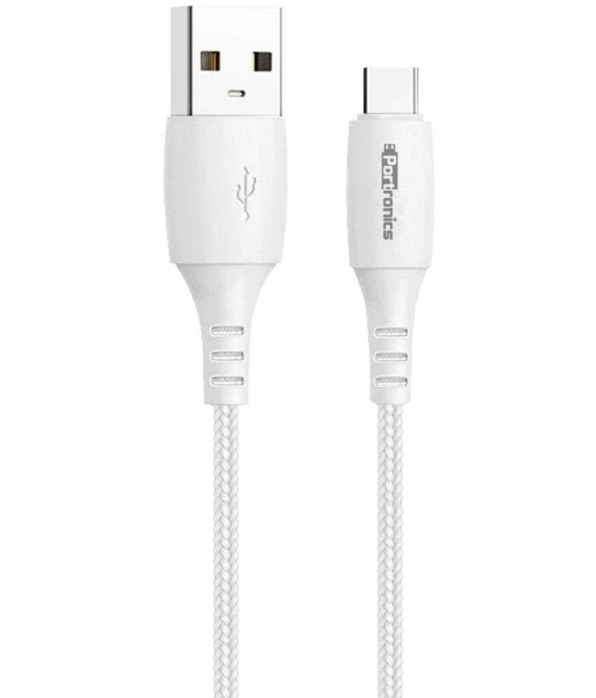     			Portronics Konnect A Type -C Cable:1M Type-C Cable with PVC Heads ,White (POR 1179)
