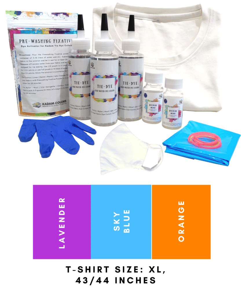     			Tie Dye Kit #4 Dusk with X-Large Size White T-Shirt, 100% Cotton Unisex, 180 GSM T-Shirt, Dye Activator and Color Fixative Included, Cold Fabric Dyeing