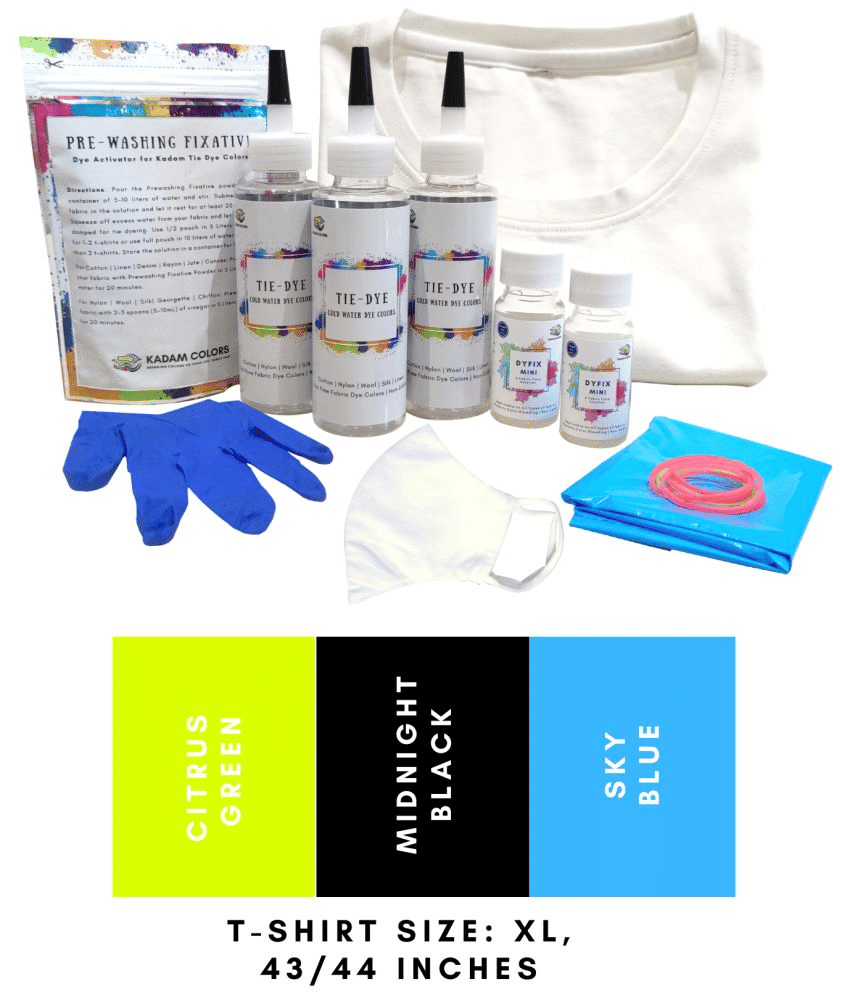     			Tie Dye Kit #9 Lush with X-Large Size White T-Shirt, 100% Cotton Unisex, 180 GSM T-Shirt, Dye Activator and Color Fixative Included, Cold Fabric Dyeing