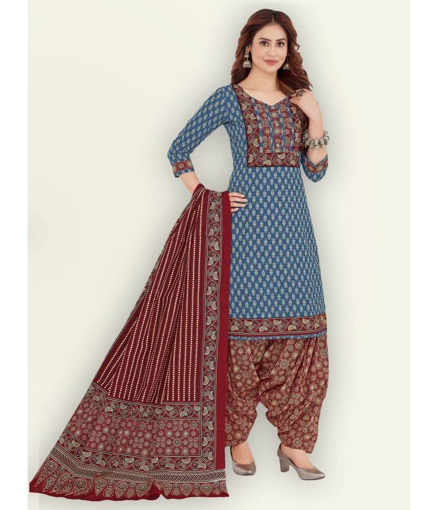 Jevi Prints Cotton Kurti With Patiala - Stitched Suit Single Jevi Prints Cotton Kurti With Patiala - Stitched Suit Single