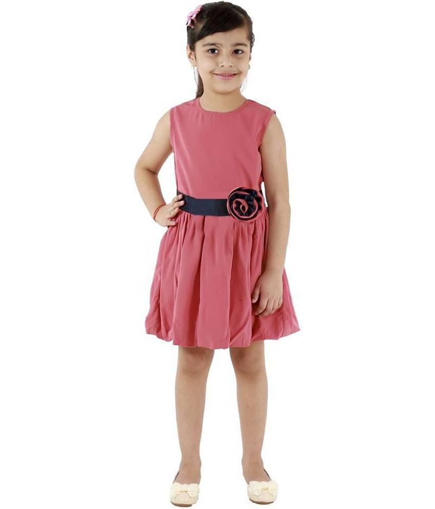 Kids Cave Crepe A-line For Girls ( Pack of 1 , Pink )