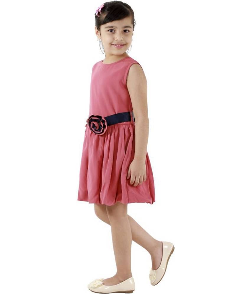 Kids Cave Crepe A-line For Girls ( Pack of 1 , Pink )