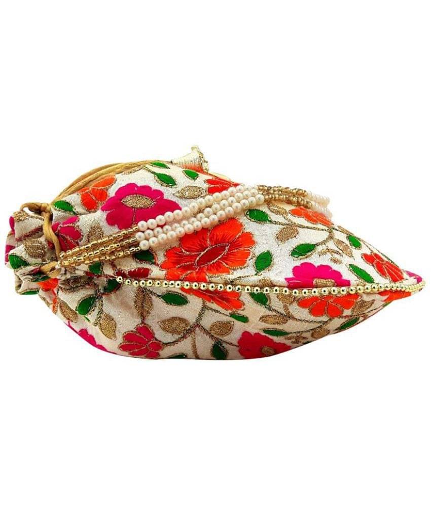     			Raj Beige Silk Potli