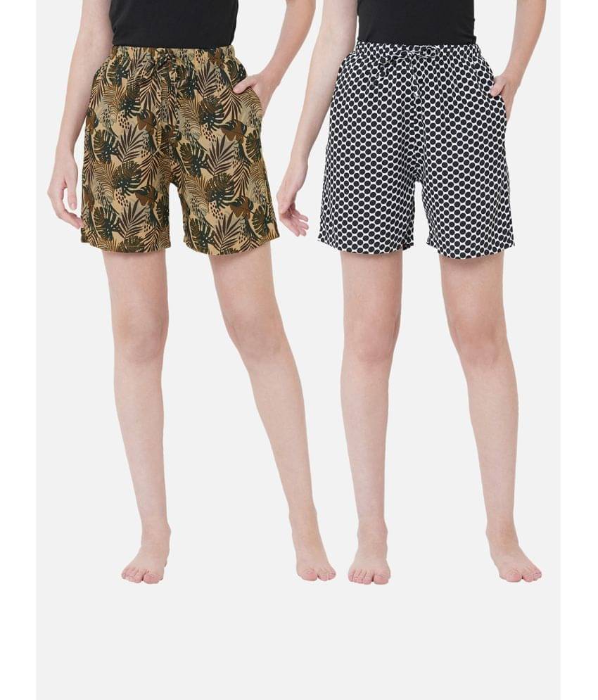 URBAN SCOTTISH Viscose Night Shorts - Multi Color Pack of 2 URBAN SCOTTISH Viscose Night Shorts - Multi Color Pack of 2