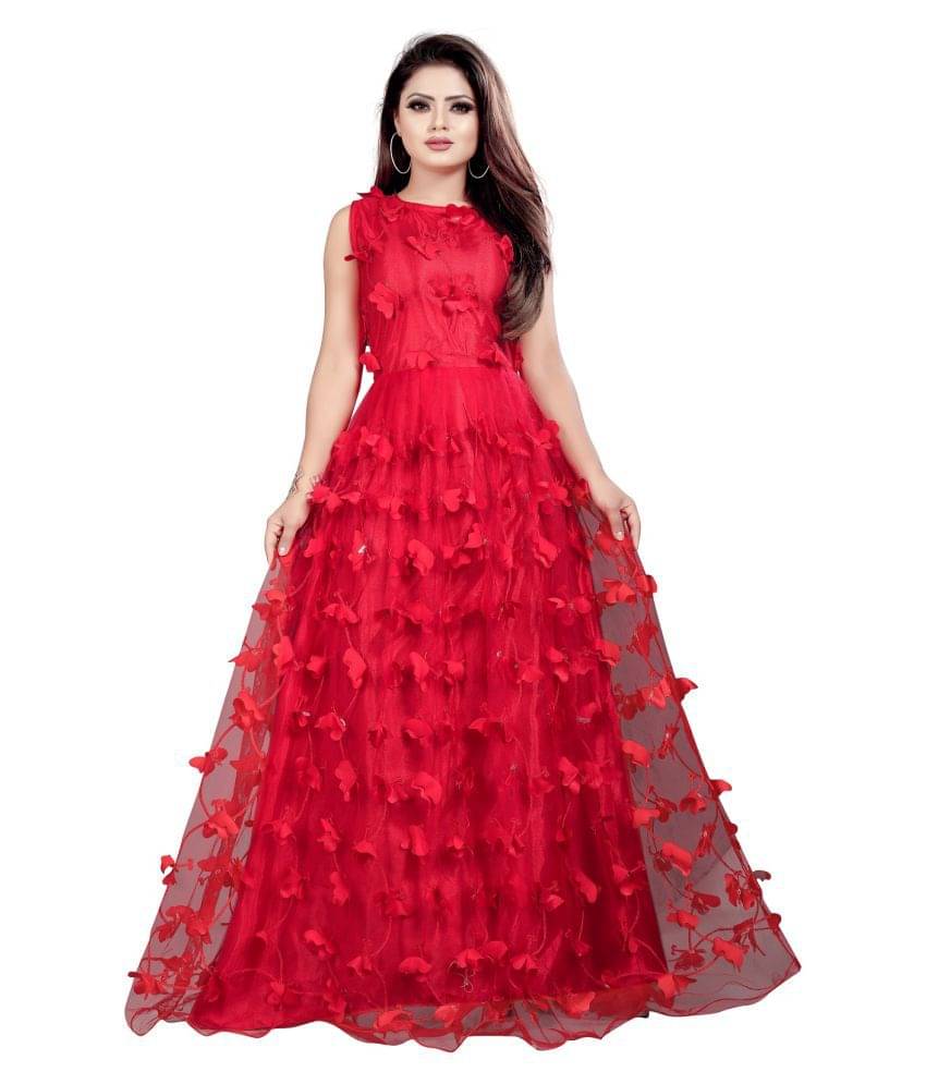 Aika Red Net Ethnic Gown - Single Aika Red Net Ethnic Gown - Single