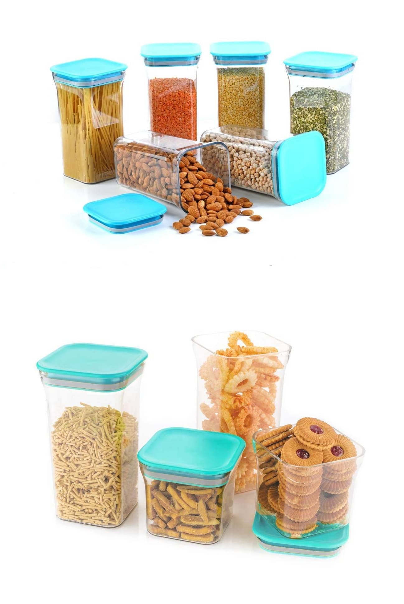     			Analog Kitchenware Grocery, Dal, Pasta Plastic Food Container Set of 10 1100 mL