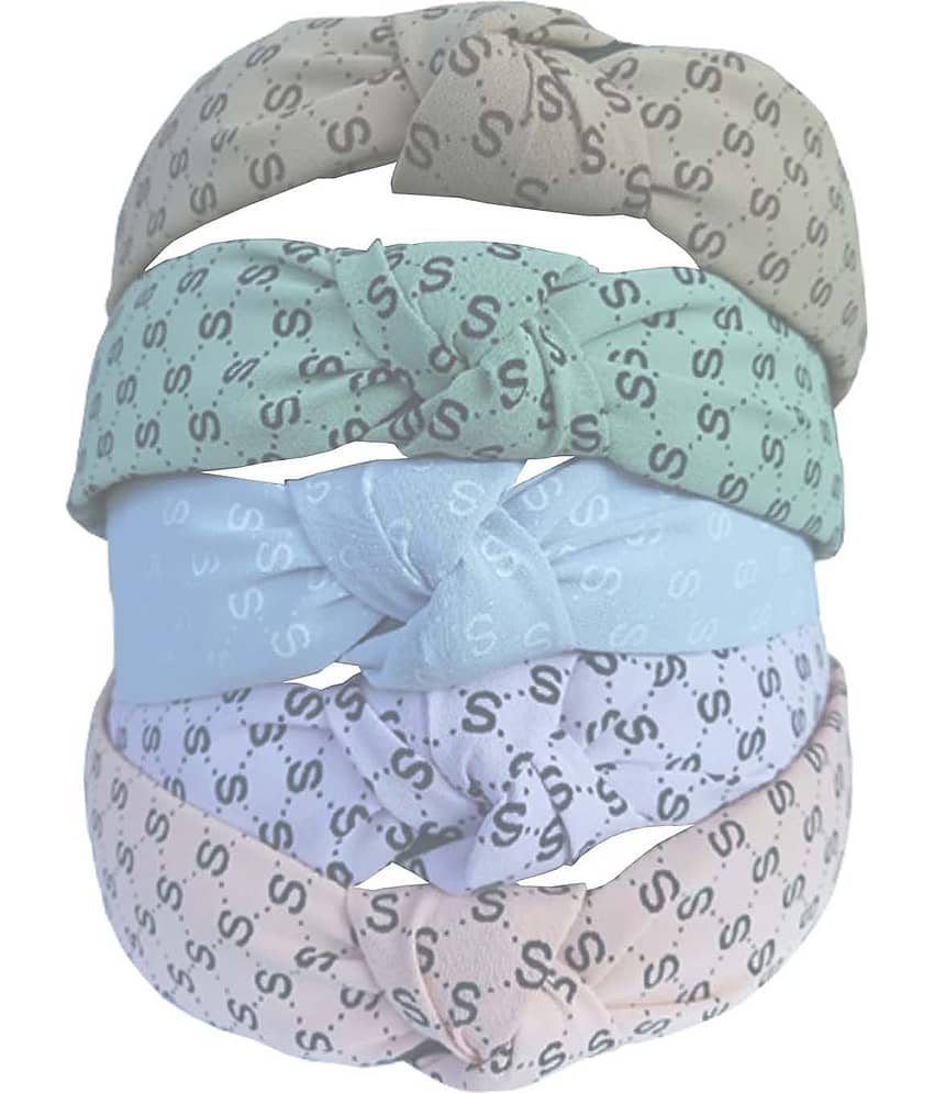 FOK 5 Pieces Velvet Non Slip Fabric Stylish Knot Turban Wide Elastic Headbands for Women & Girls - Jewellery Sets | Buy online on ZillyBuy