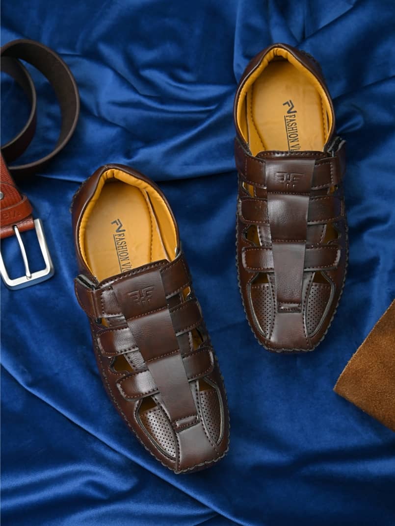 Fashion Victim Brown Synthetic Leather Sandals