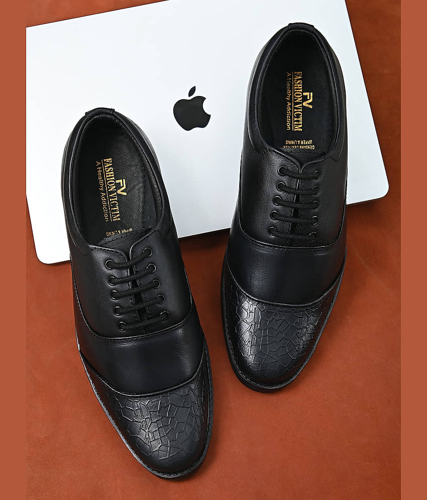 Fashion Victim Derby Genuine Leather Black Formal Shoes - Formal Shoes | Buy online on ZillyBuy