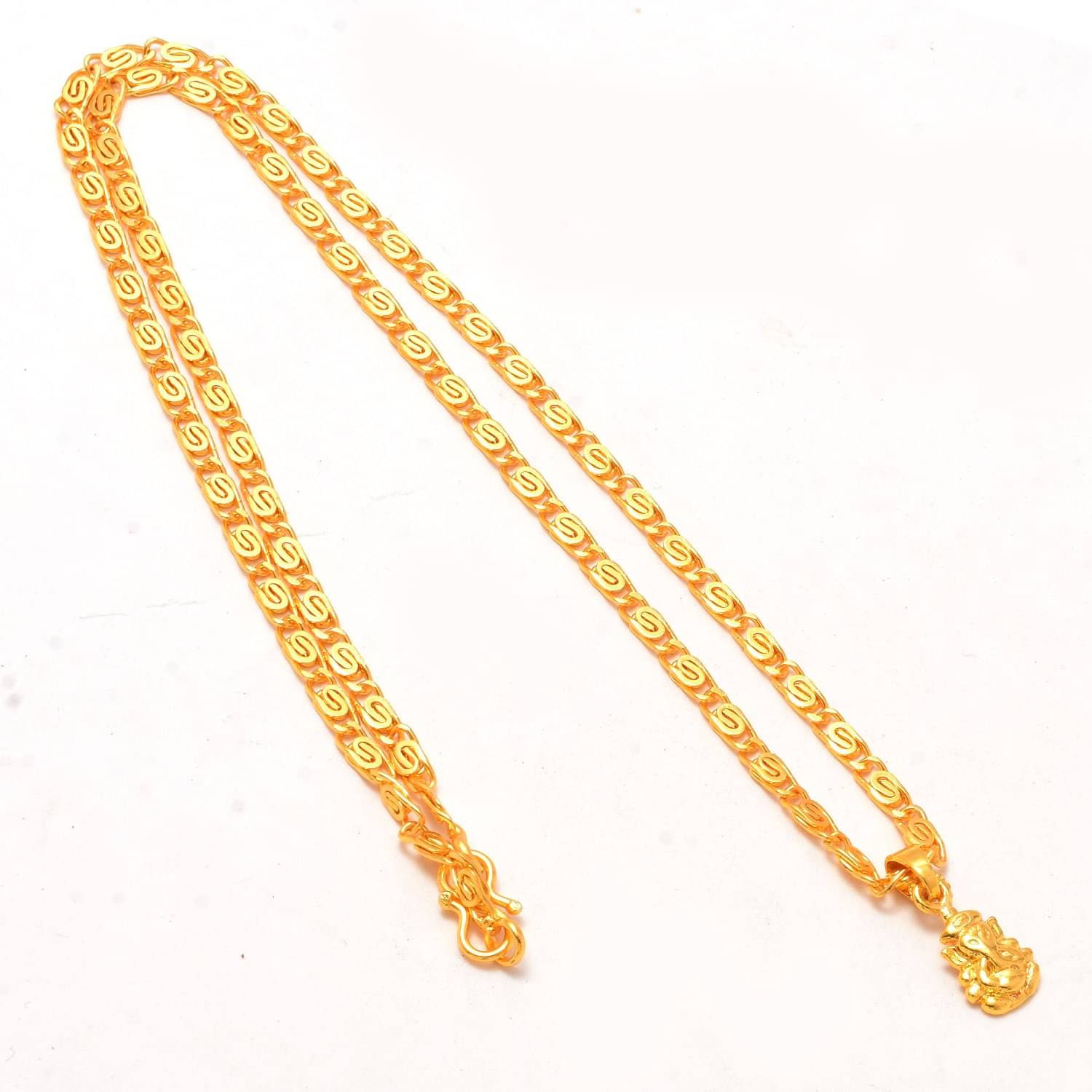     			Jewar Mandi Locket/Pendant Lord Ganesh Ji Gold Plated with Link Chain Daily use for Men, Women & Girls, Boys