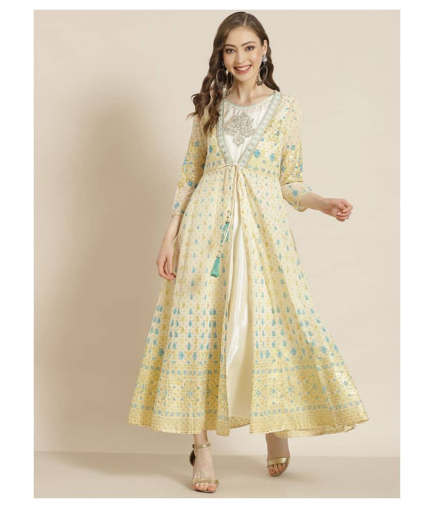 Juniper Women Georgette Fit & Flare Dress ( Off White )